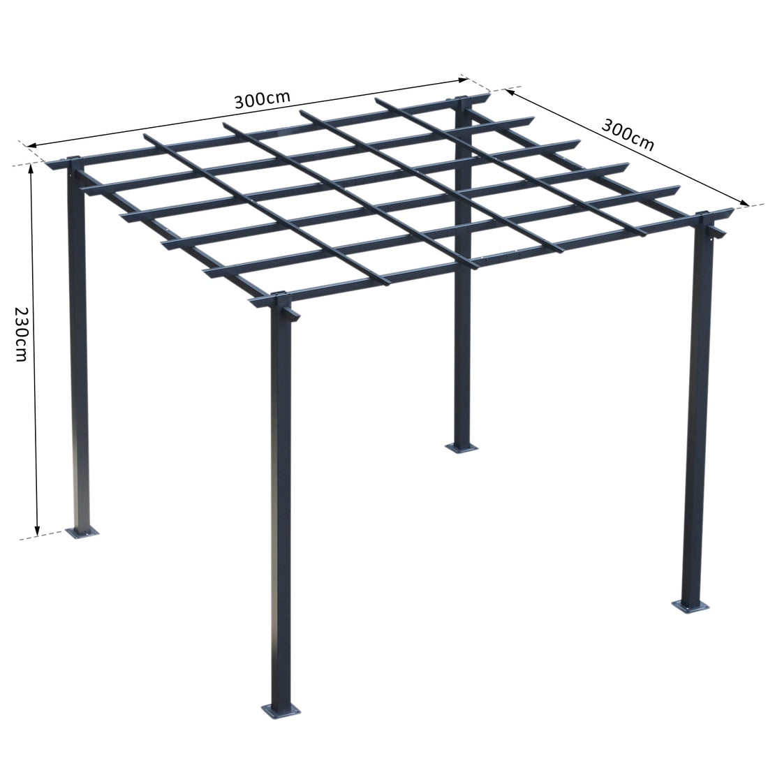 3 x 3 Meter Metal Pergola Garden Gazebo Grape Trellis for Climbing Plants Outdoor Sun Shelter Arbours