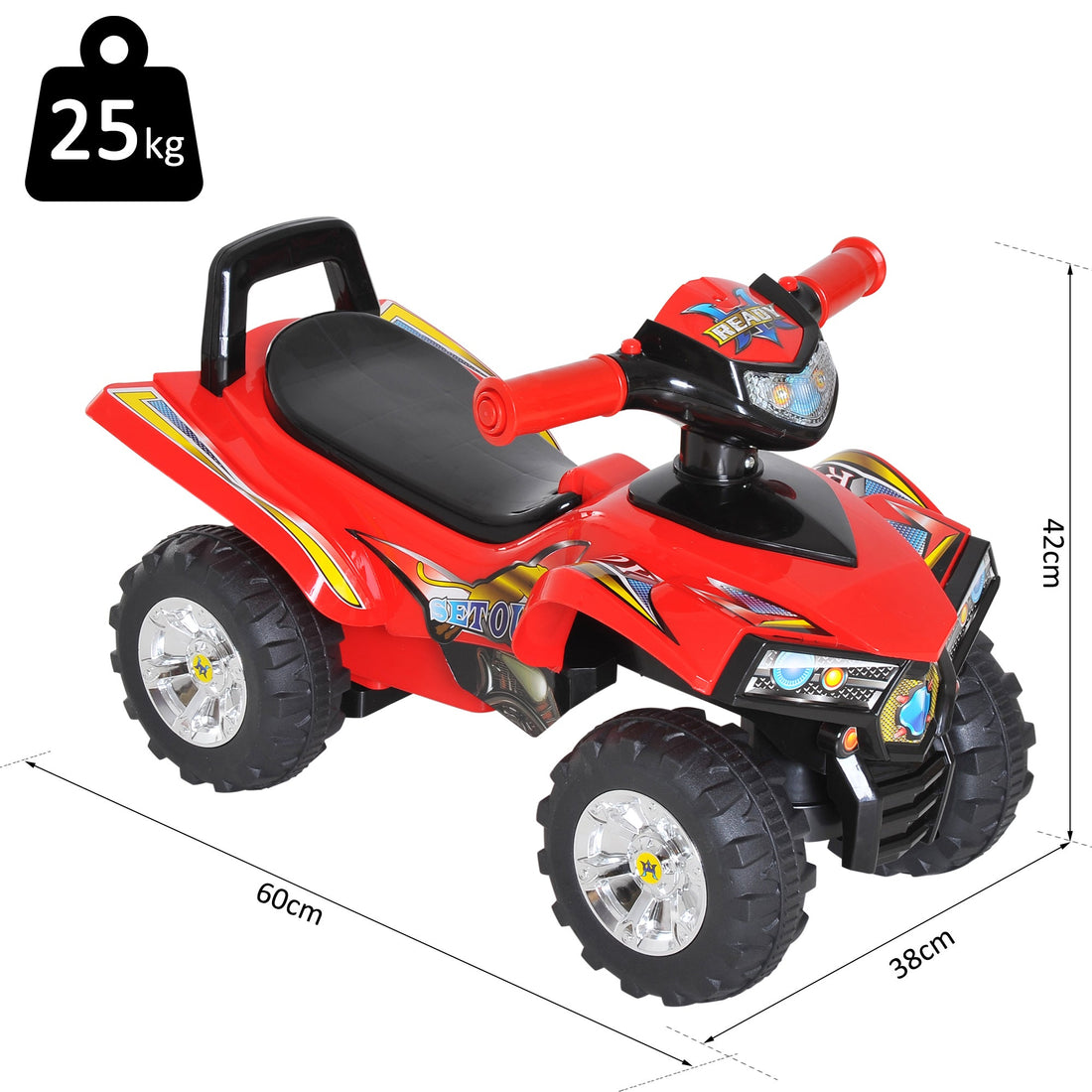 Kids Children Ride-on Toy Off Road Style Quad Bike Racing Car NO POWER 4 Wheels Horn Music Red