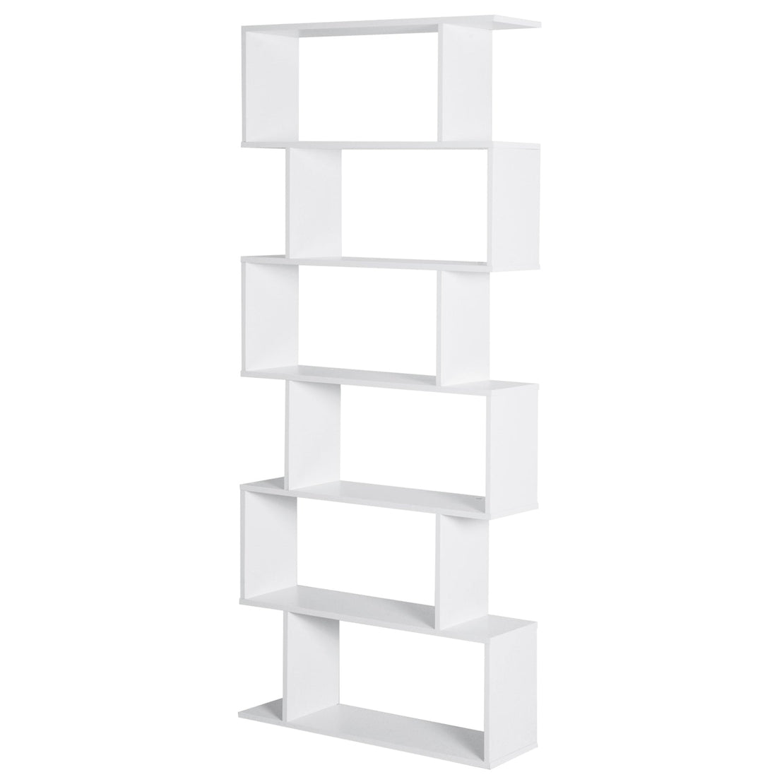 Bookcase, 6 Tier Shelf S Shaped Bookshelf, Storage Unit, Display Shelf for Living Room, Bedroom, Home Office, Plant, White