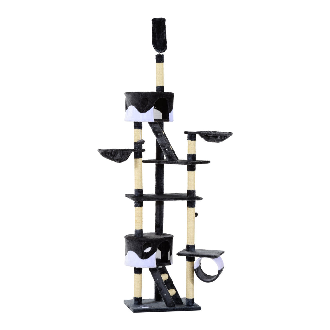 Floor-to-Ceiling Cat Tree for Indoor Cats, 240-260cm Adjustable Cat Tree - White