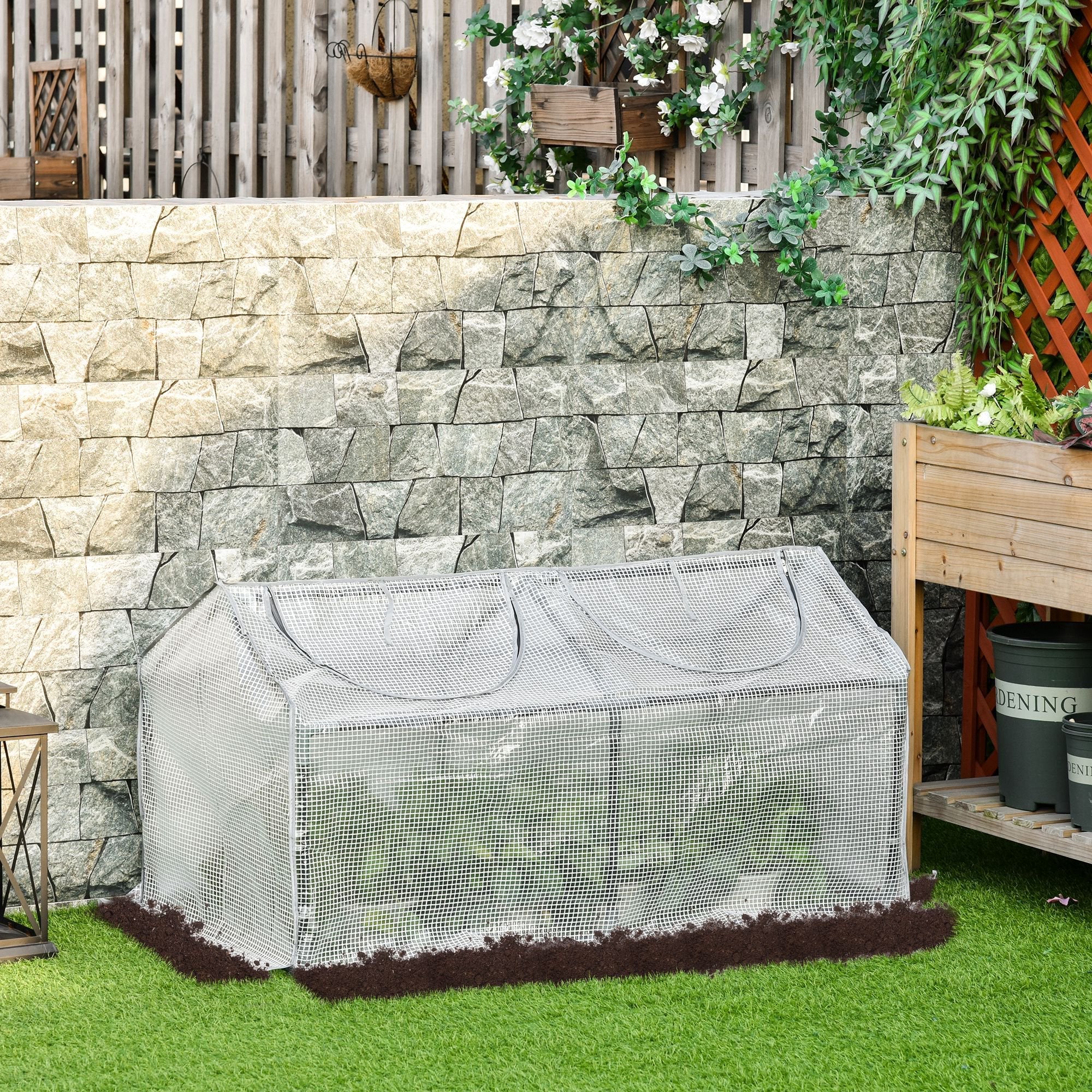 Mini Greenhouse Portable Flower Planter Tomato Vegetable House for Garden Backyard with Zipper 120 x 60 x 60 cm, White