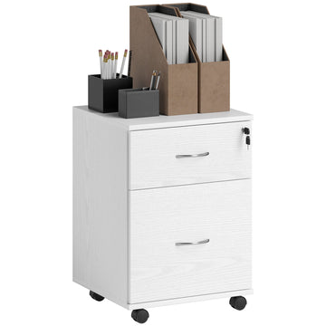 Two Drawer Lockable Filing Cabinet - White Wood Grain