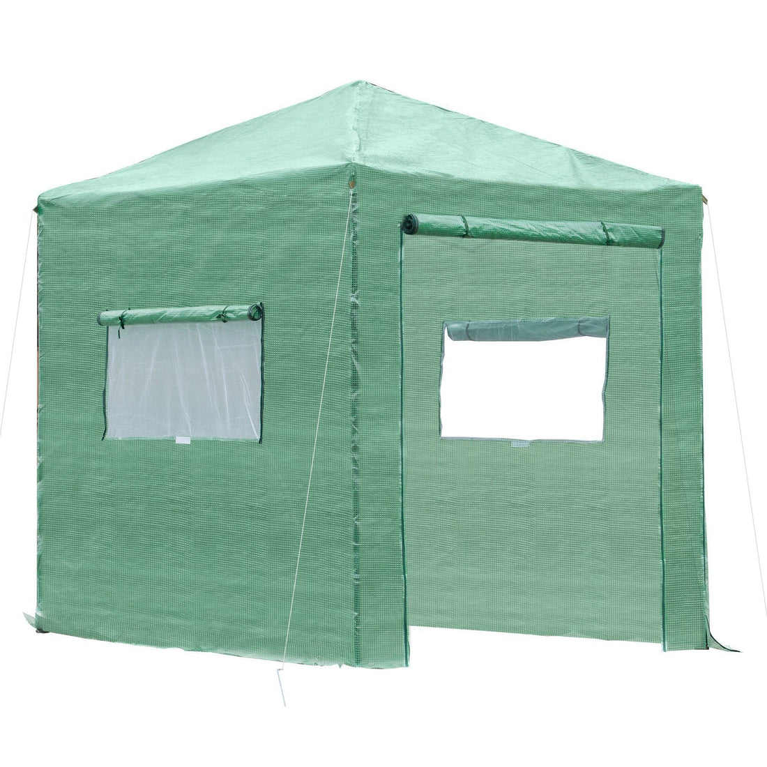Pop-up Small Greenhouse, Outdoor Walk-in Tomato Greenhouse with Carrying Bag, PE Cover, Steel Frame, Green, 2.4L x 1.8W x 2.4H m
