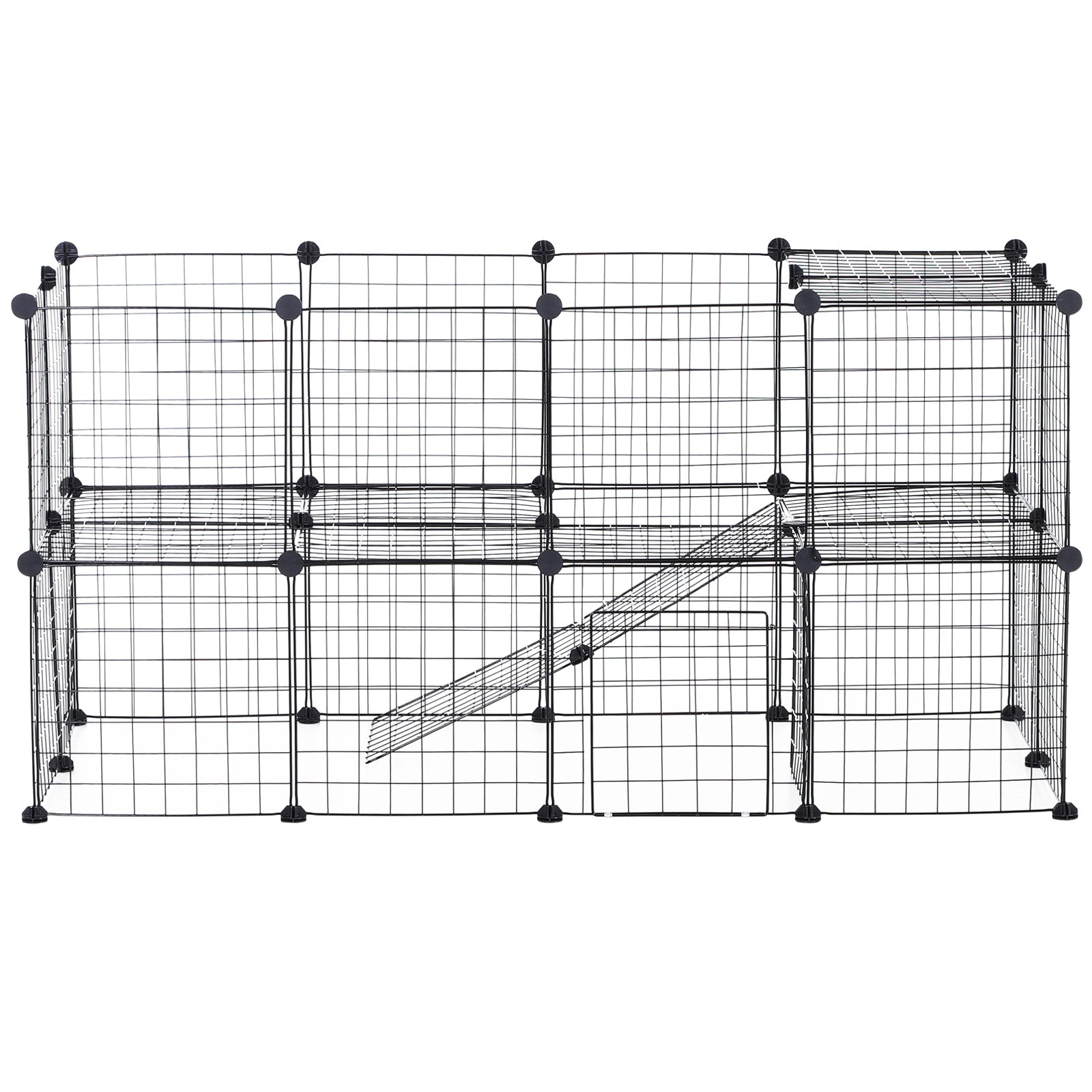 DIY Pet Playpen Metal Wire Fence Indoor Outdoor Rabbit Small Animals Cage 36 Panel Enclosure Black