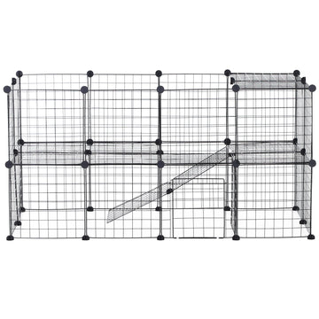 DIY Pet Playpen Metal Wire Fence Indoor Outdoor Rabbit Small Animals Cage 36 Panel Enclosure Black