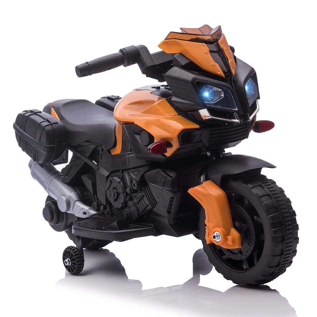 Kids Electric Motorbike 6V Ride on Motorcycle Vehicle w/ Lights Horn Sounds for 1.5-4 Years Old Orange