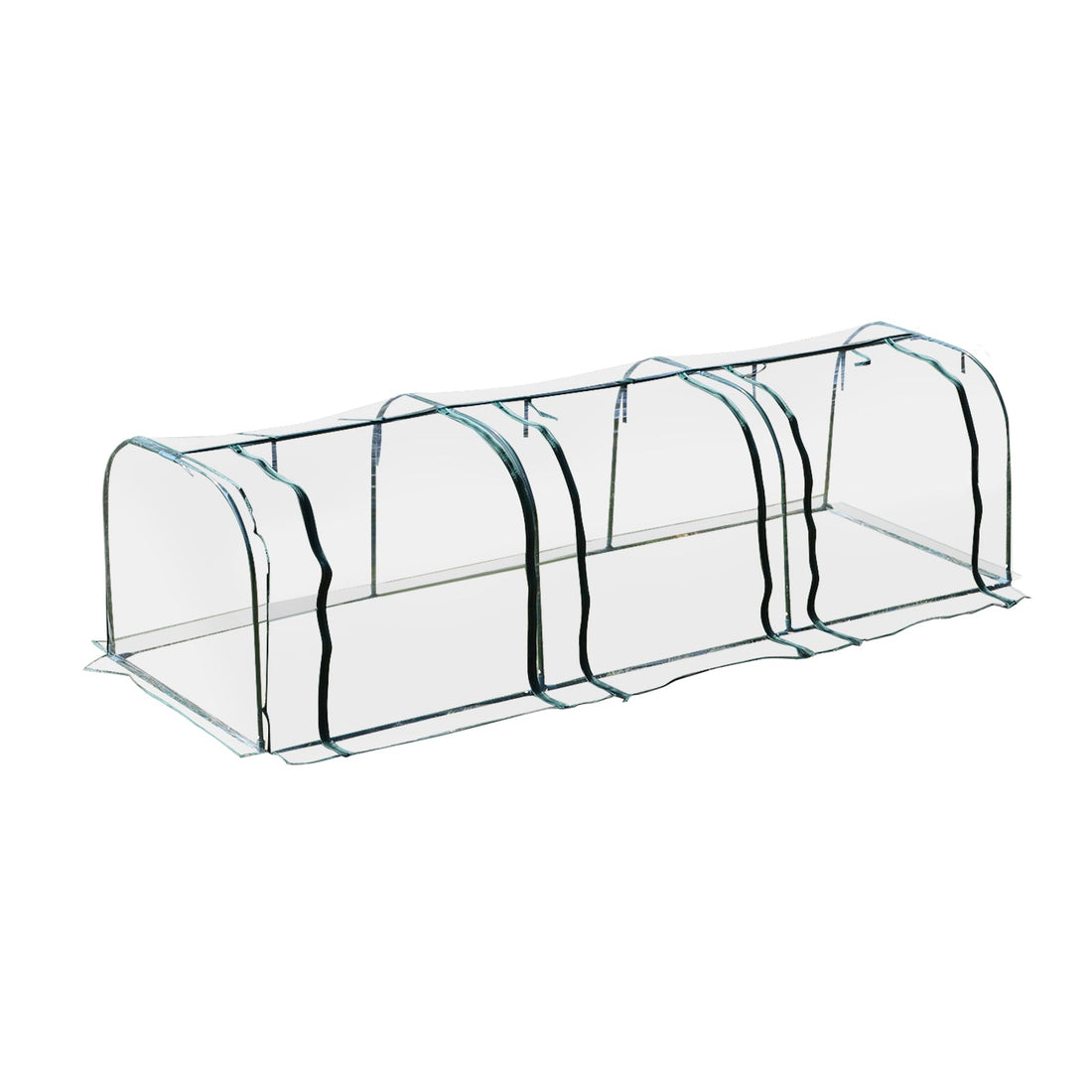 Mini Greenhouse, Small Polytunnel Green House with Zipped Doors, Steel Frame for Garden Patio, 300 x 100 x 80cm, Clear