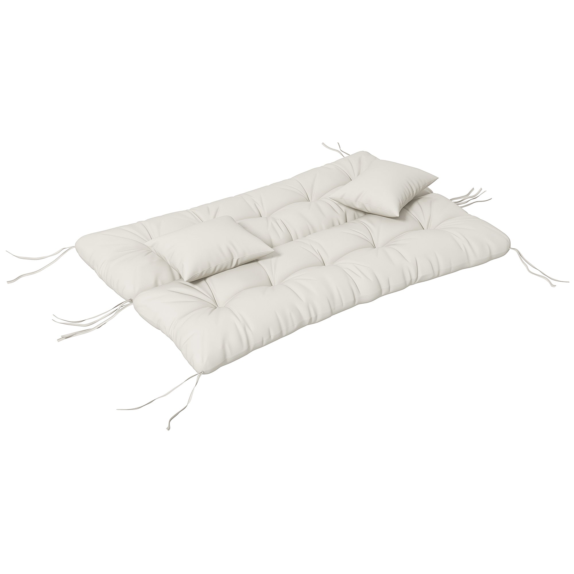 Back and Seat Cushion Replacement with 2 Pillows, Patio Chair Cushions Set with Ties, White
