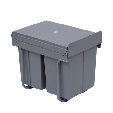 Kitchen Recycle Waste Bin Pull Out Soft Close Dustbin Recycling Cabinet Trash Can Grey (40L (1x20L+2x10L))