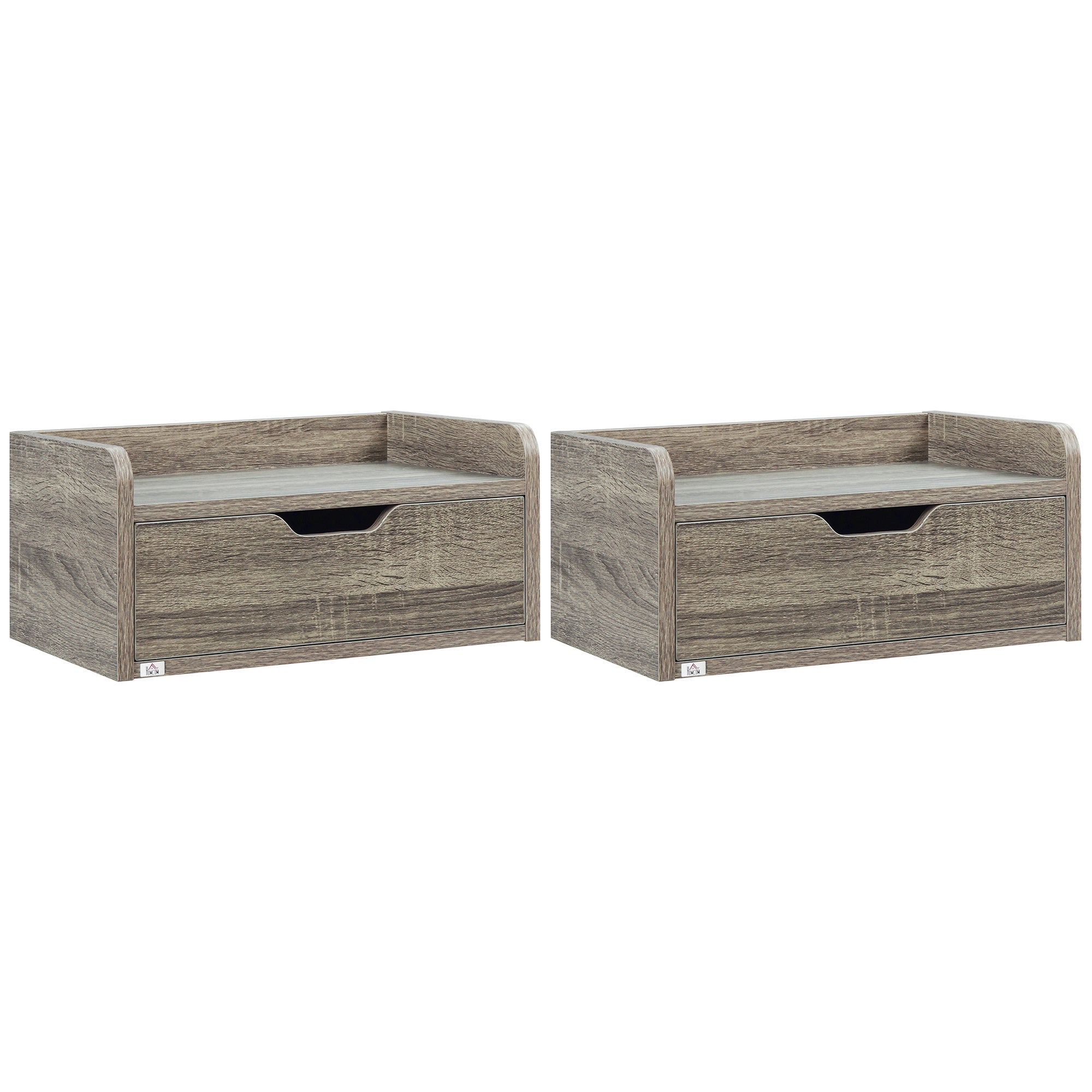 Floating Nightstand Set of 2 Wall Mounted Bedside Table with Storage Drawer for Bedroom, Grey