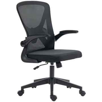Mesh Back Office Chair, with Flip-Up Arms - Black