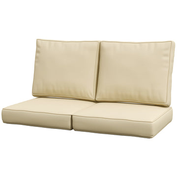 2 Seater Back and Seat Cushion Pillows Replacement, Patio Chair Cushions Set for Indoor Outdoor, Beige
