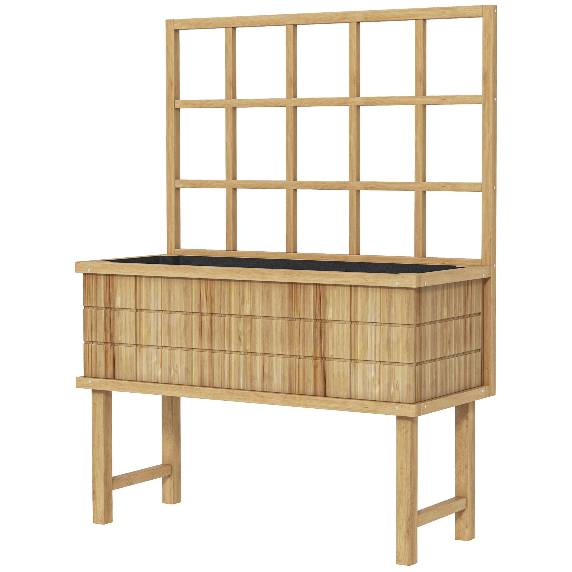 45 x 105cm Wooden Garden Planter, with Trellis - Natural