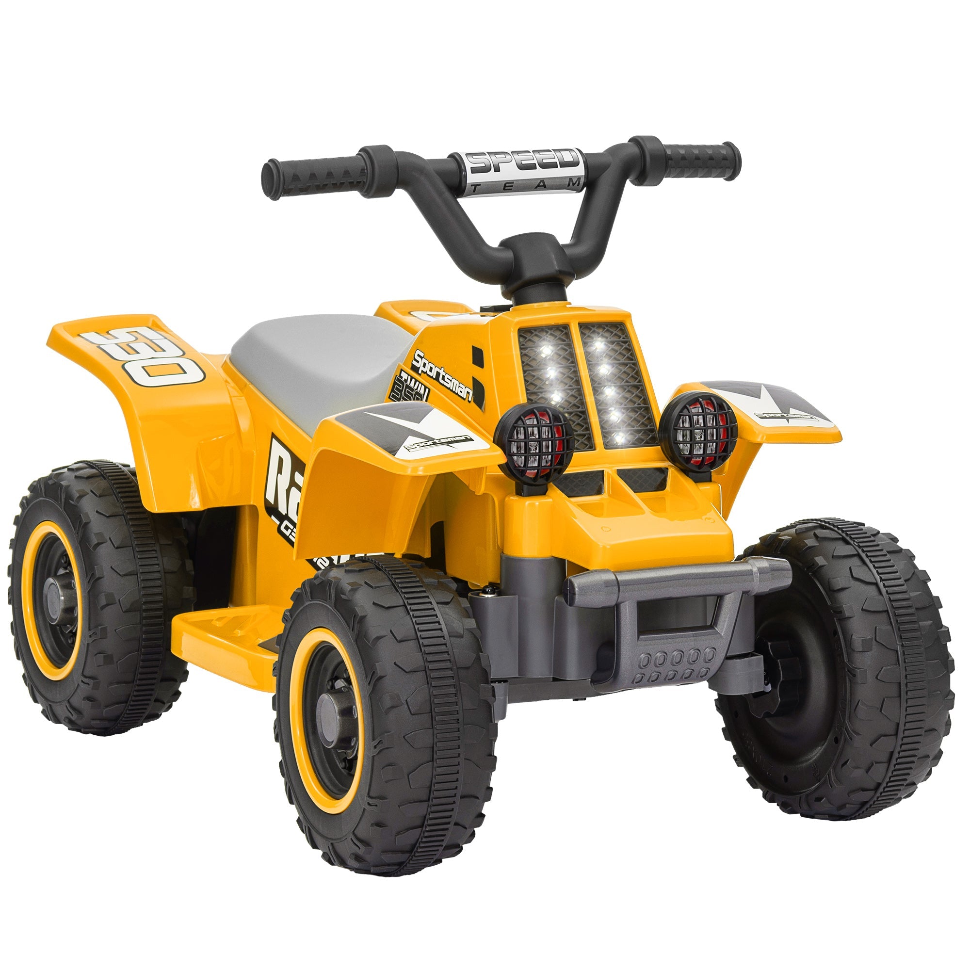 6V Electric Quad Bike for Kids, Ride On ATV w/ Forward Backward, Headlights, for 18-36 Months, Yellow