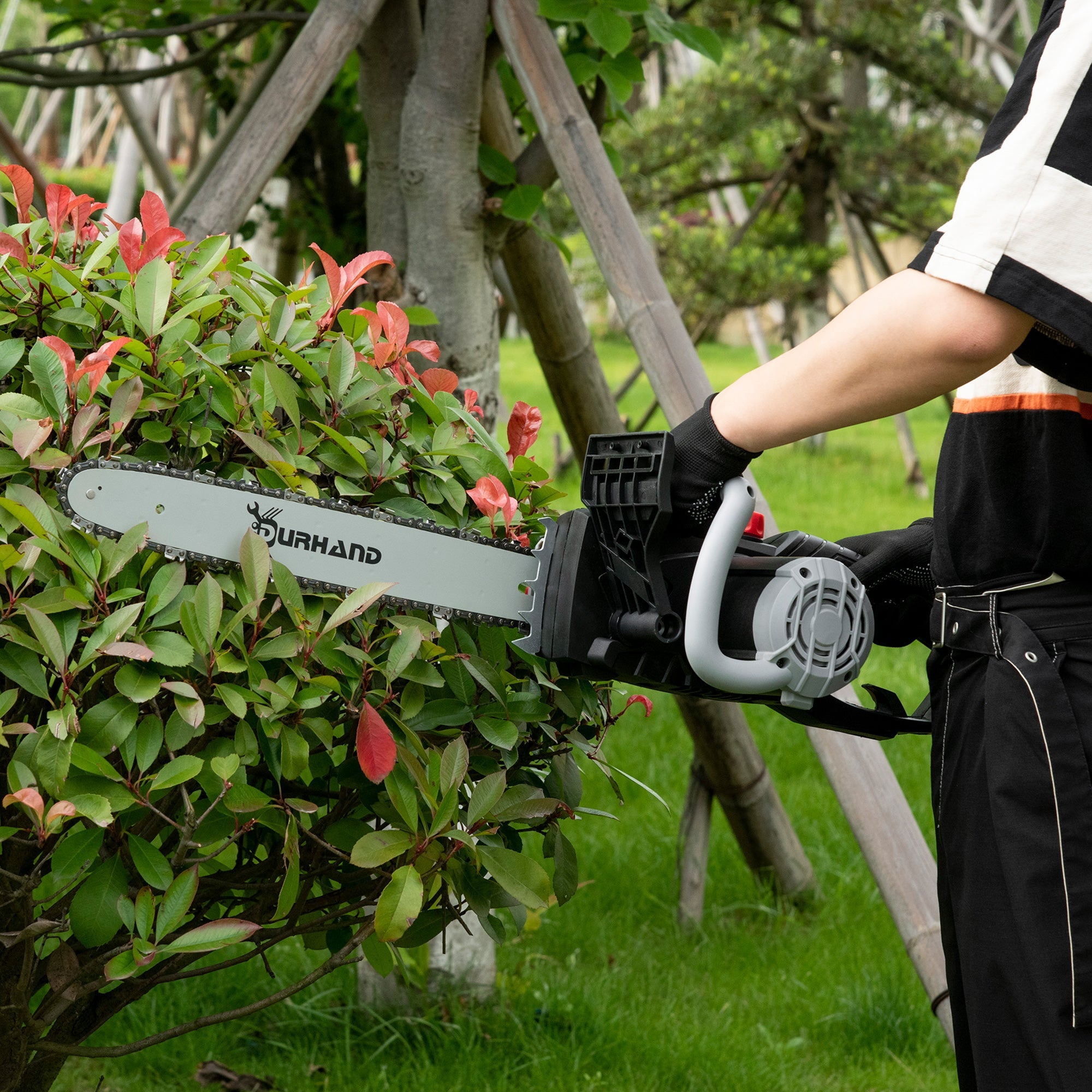 1600W Electric Chainsaw with Double Brake, Tool-Free Chain Tensioning and 16inch Guide Bar and Chain, Power Saw to Cut Wood, Auto Chain Lubrication