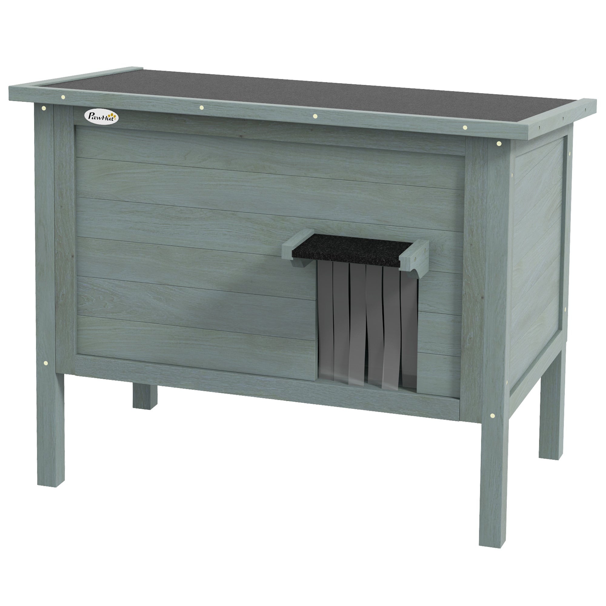 Feral Cat House, Wooden Insulated with Removable Floor, Water-Resistant Openable Roof - Charcoal Grey