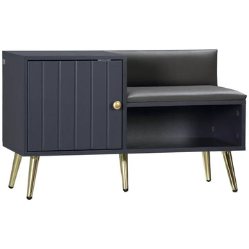 Shoe Storage Unit, with Padded Seat - Grey