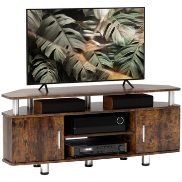 TV Unit Cabinet for TVs up to 55 Inches with Storage Shelves and Cupboard, Entertainment Centre for Living Room, Rustic Brown