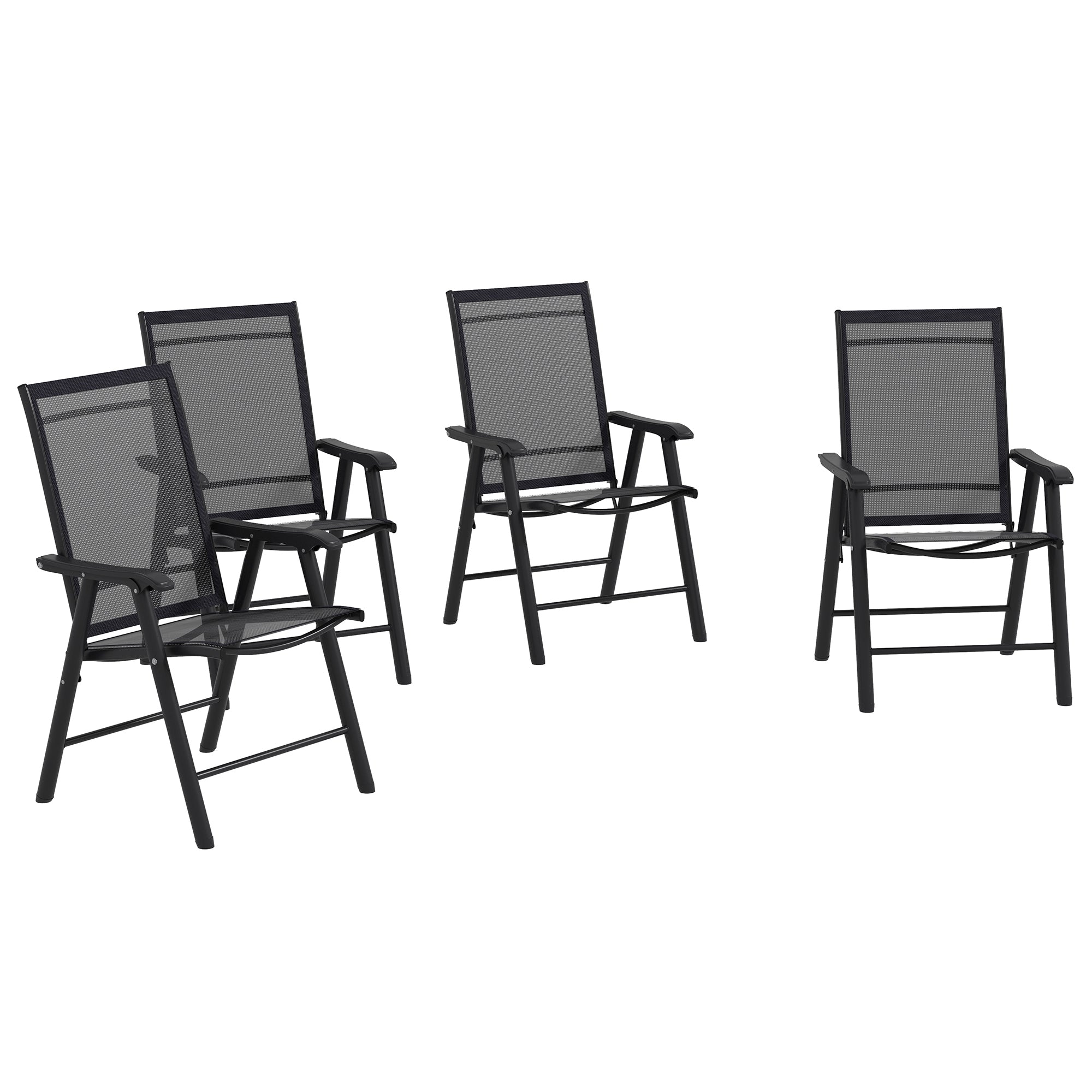 Set of Four Folding Garden Chairs - Black
