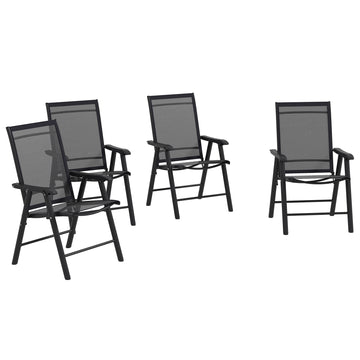 Set of Four Folding Garden Chairs - Black