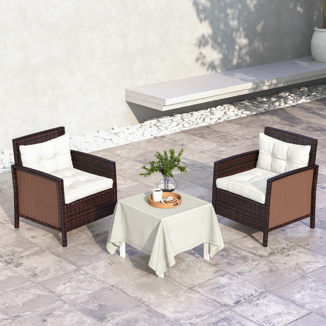 2-Piece Seat Cushions Back Pillows Replacement, Patio Chair Cushions Set for Indoor Outdoor, White