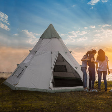 6 Men Tipi Tent with Carry Bag - Grey