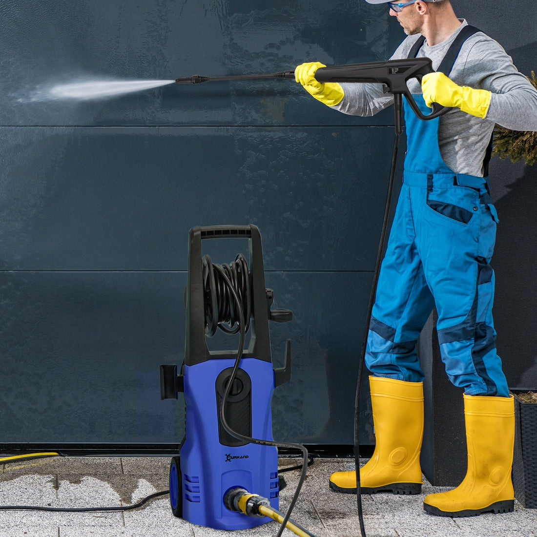 1800W High Pressure Washer, 150 Bar Pressure, 510 L/h Flow, High-Performance Portable Power Jet Wash Cleaner Blue
