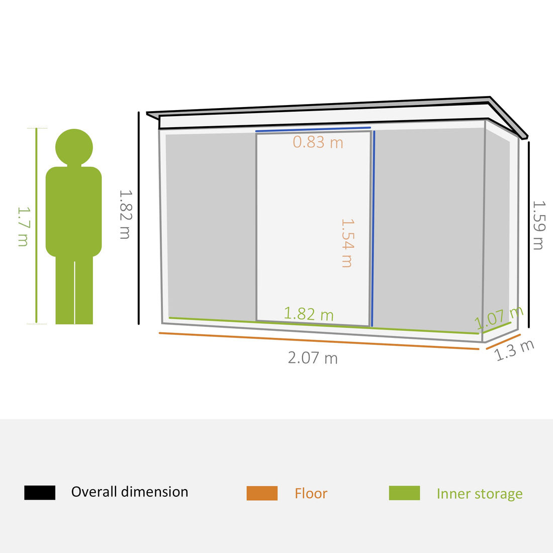 7 x 4ft Outdoor Garden Metal Storage Shed, Tool Storage Box for Backyard, Patio and Lawn, Light Green