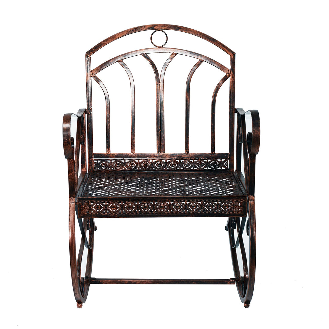 Metal Single Chair 1 Seater Garden Outdoor Rocking Chair Vintage Style Bronze