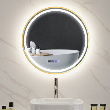 60cm Anti-Fog LED Bathroom Mirror - Gold Tone