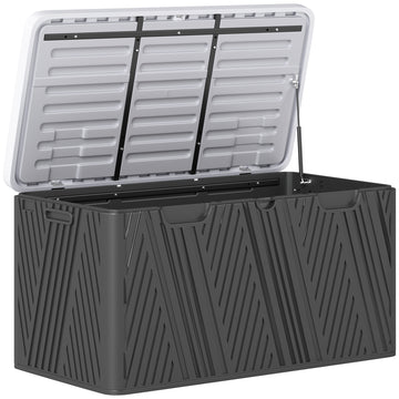 380L Waterproof Outdoor Storage Box, with Lockable Lid - Black