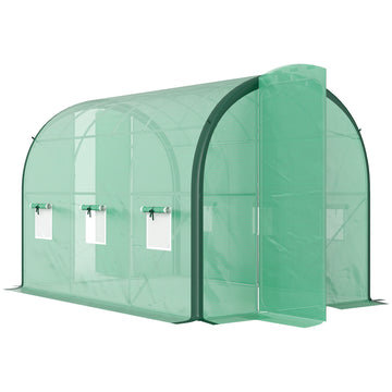 3 x 2(m) Polytunnel Greenhouse, with Windows and Doors - Green