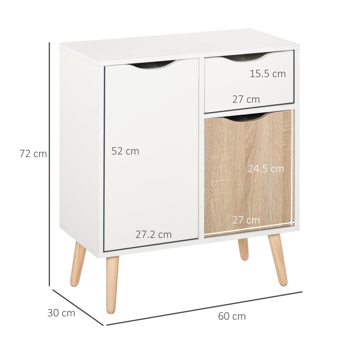 Sideboard Floor Cabinet Storage Cupboard with Drawer for Bedroom, Living Room, Entryway, Brown