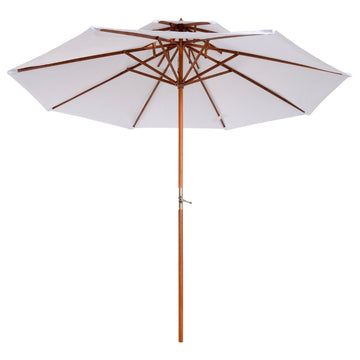 2.7m Elegant Wooden Frame Parasol Umbrella - Cream White