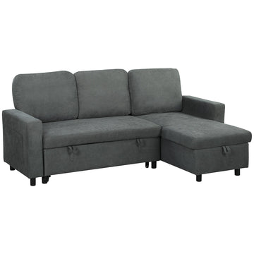 L Sofa Bed, with Storage - Charcoal Grey
