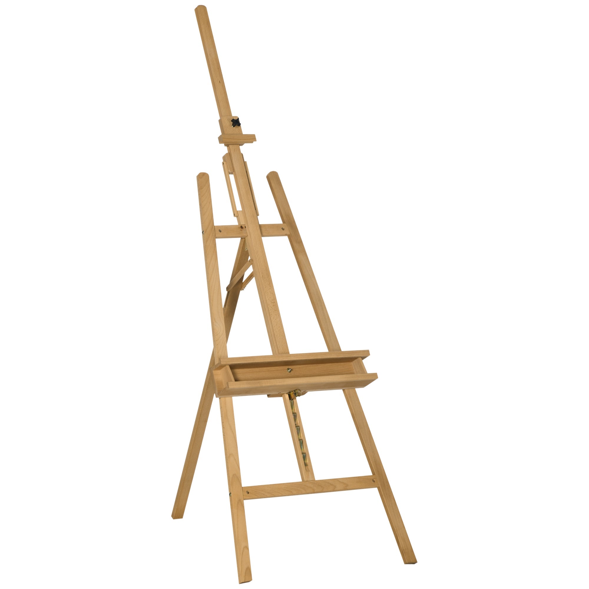Artist Easel Stand for Wedding Sign with Brush Holder, Beech Wood A-Frame Tripod Studio Easel, Portable Adjustable Art Stand for Painting, Sketching, Exhibition, Holds Canvas up to 120cm