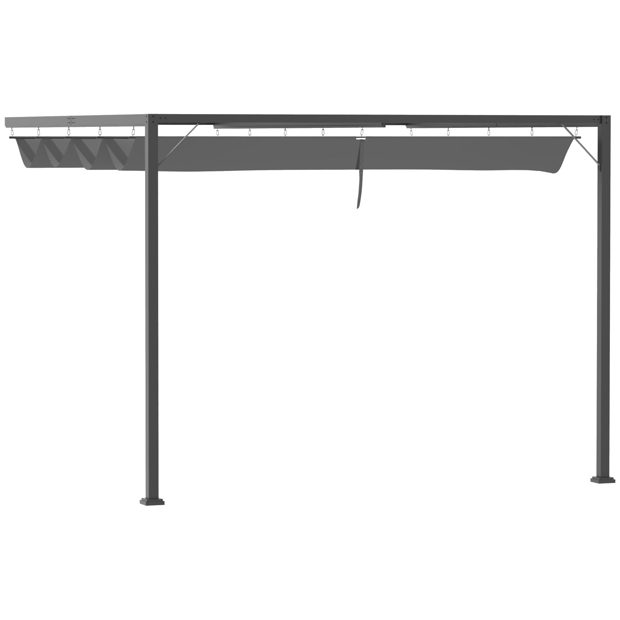 3 x 3(m) Outdoor Pergola Retractable Canopy Wall Mounted Gazebo Patio Shelter Sun Shade, Grey