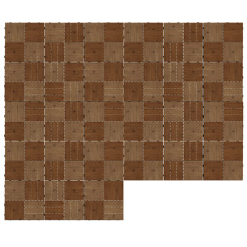 27 Pcs Wooden Interlocking Decking Tiles, 30 x 30 cm Anti-slip Outdoor Flooring Tiles, 0.81㎡ per Pack, All Weather Use for Patio, Balcony, Terrace, Hot Tub, Brown