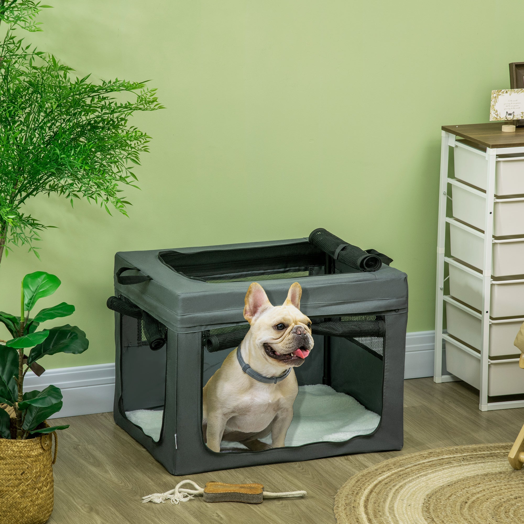 69cm Pet Carrier, with Cushion, for Miniature and Small Dogs - Grey