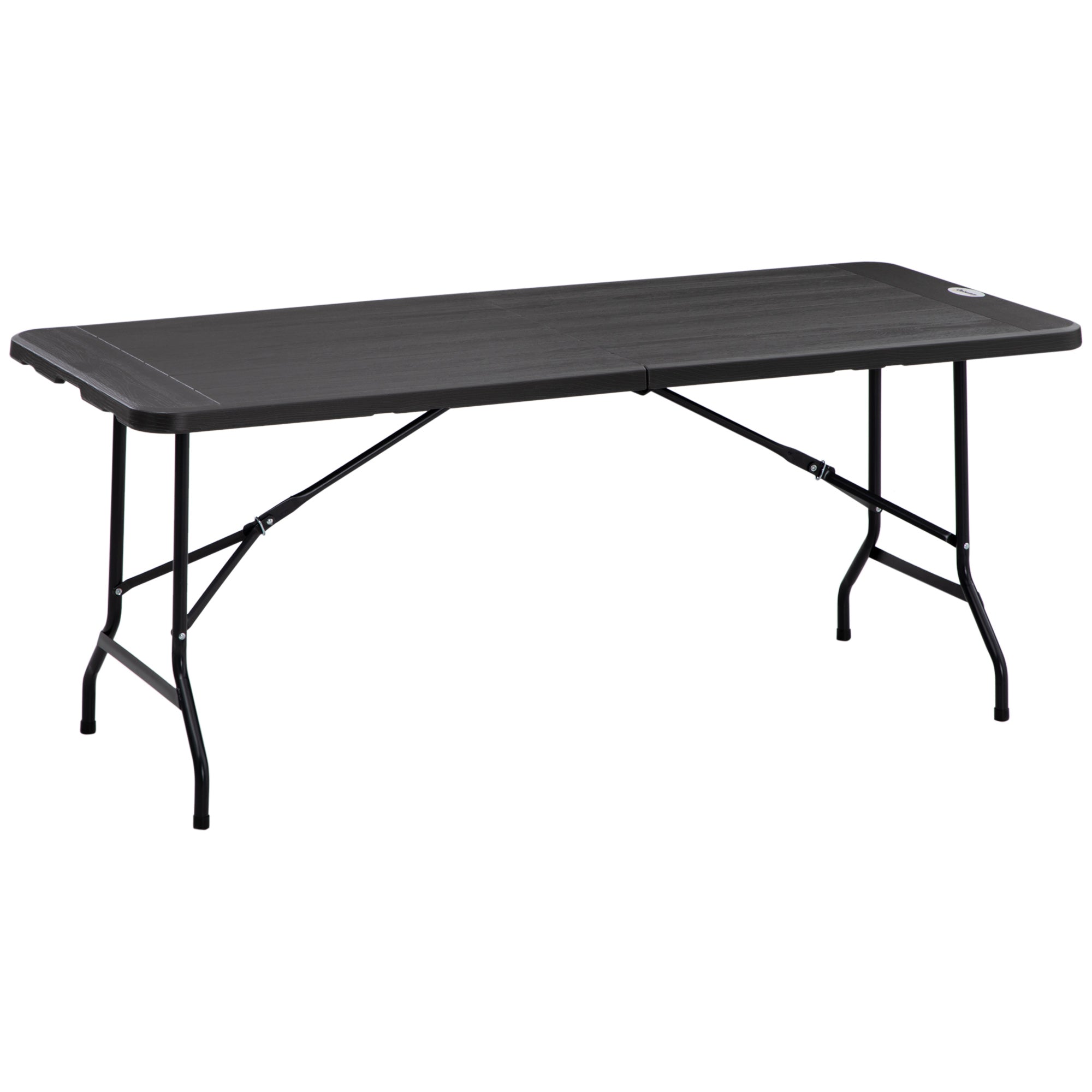 Folding Garden Dining Table for 6, Rectangular Outdoor Dining Table with HDPE Tabletop, Foldable Garden Table with Steel Frame for Balcony, Porch, Charcoal Grey