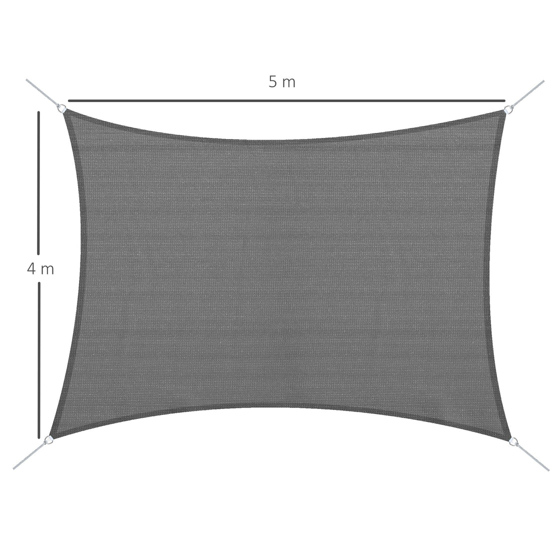 5 x 4m Sun Shade Sail HDPE Rectangle Canopy Outdoor Sunscreen Awning with Mounting Ropes for Garden, Patio, Party, UV Protection, Charcoal Grey