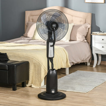 18" Pedestal Fan with Water Mist Spray, Standing Fan, Humidifying Misting Fan with 3 Speeds, 2.8L Water Tank, Black