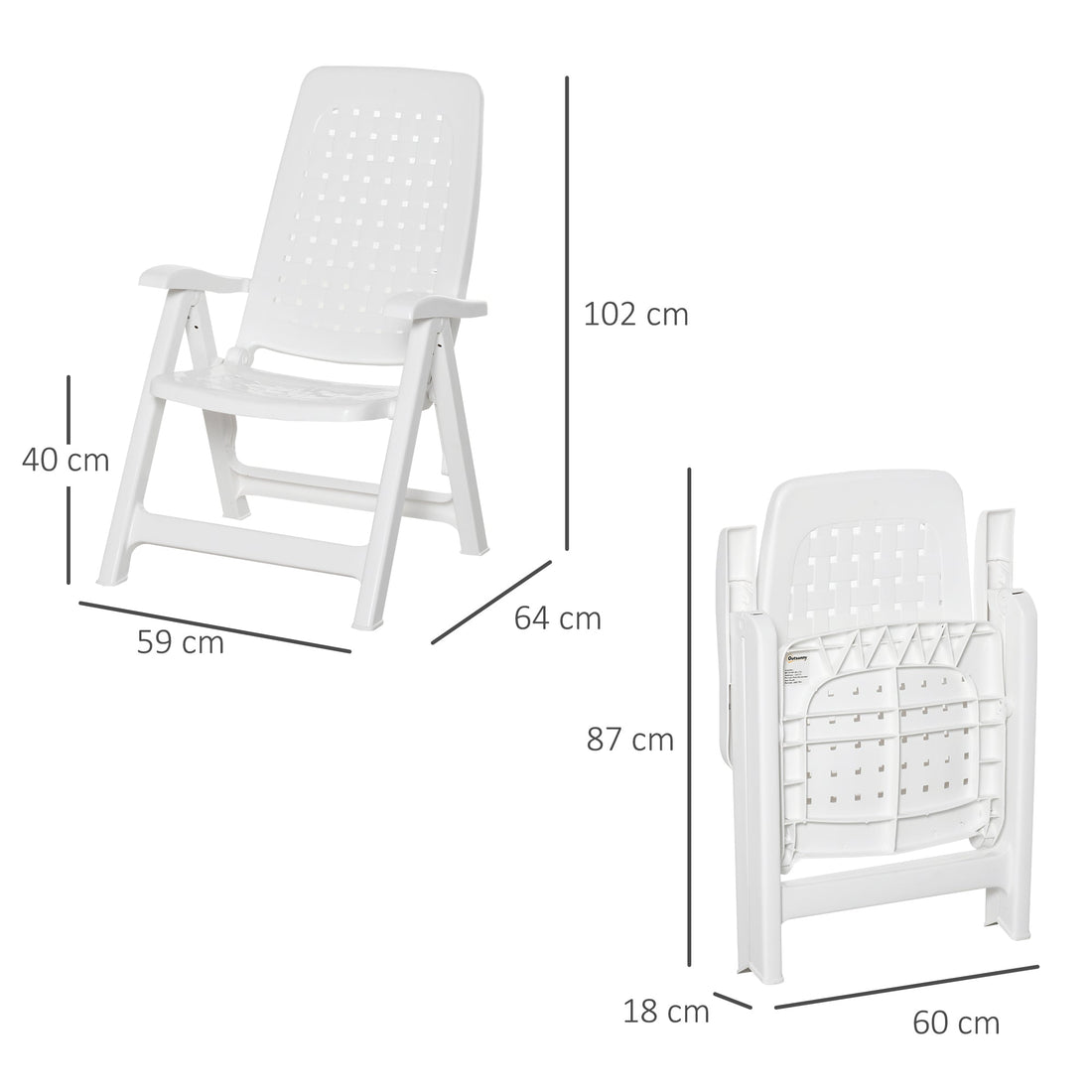 2 Piece Folding Dining Chairs w/ 4-Position Backrest for Outdoor Events, Camping