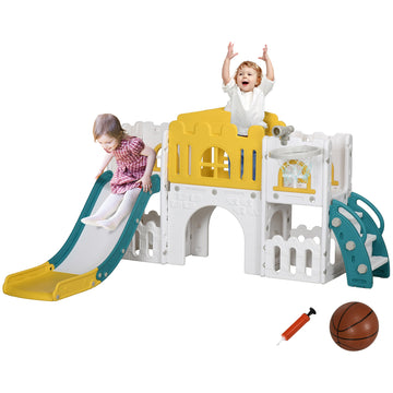 7-in-1 Toddler Slide for Ages 1-3 Years with Basketball Hoop