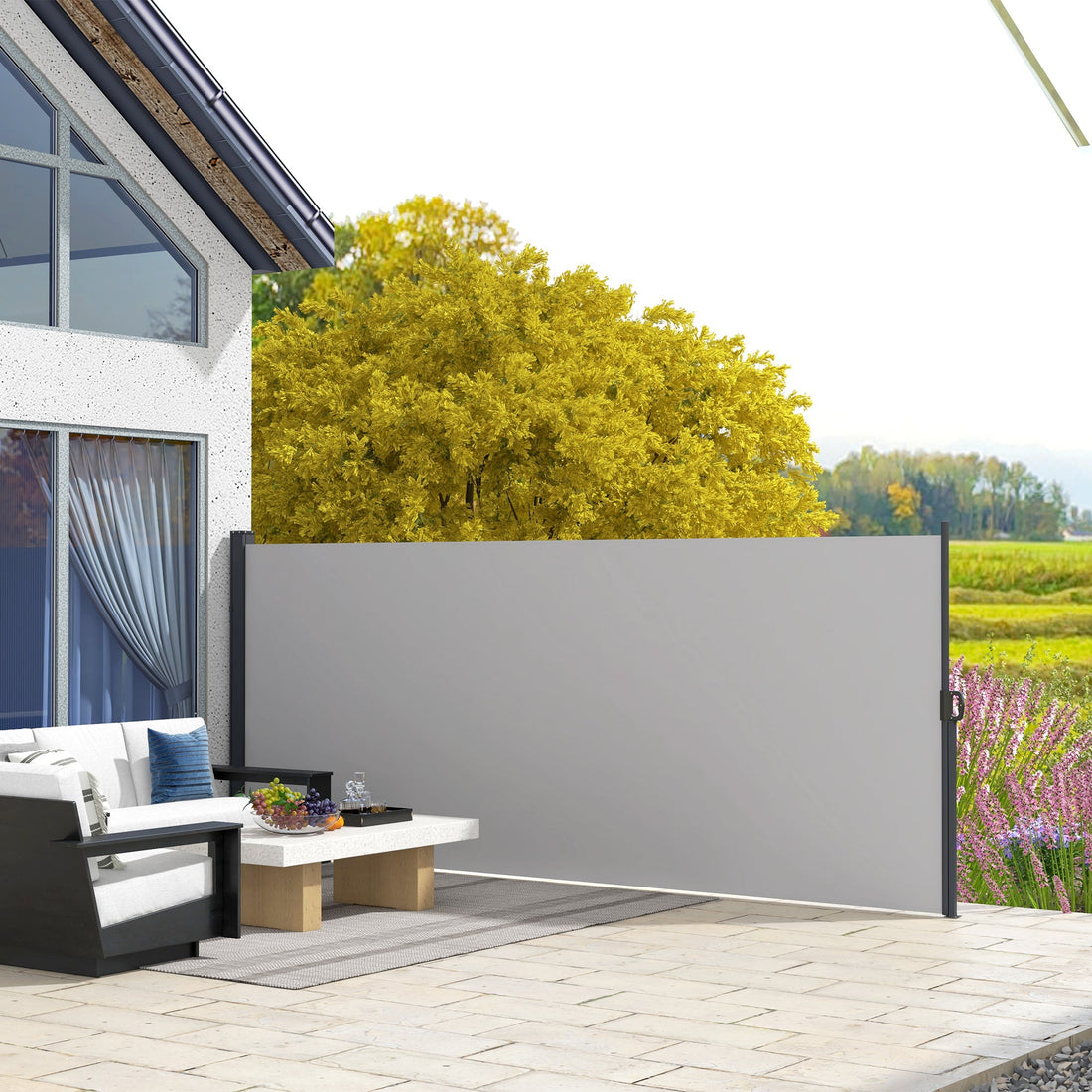 400 x x 160cm Retractable Side Awning - Light Grey
