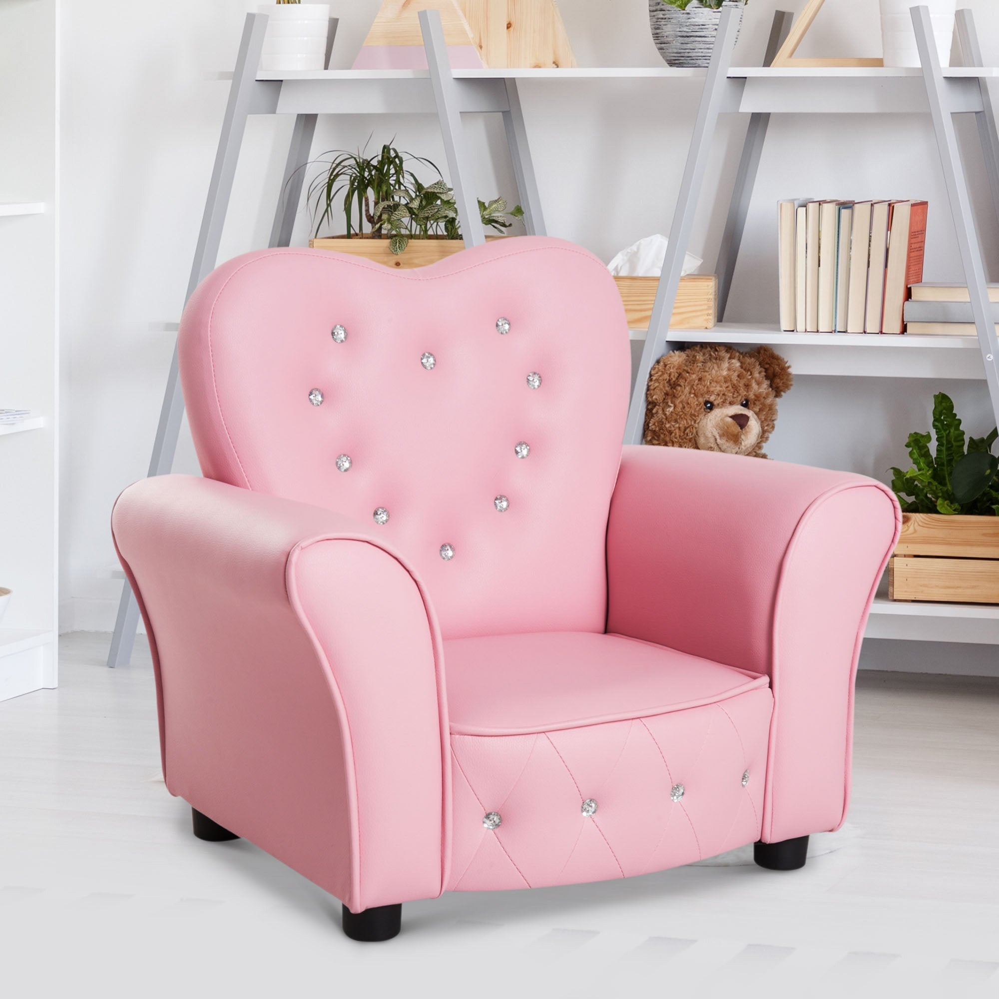 Kids Armchair Toddler Chair Seating Relax Playroom Seater Girl Princess Pink
