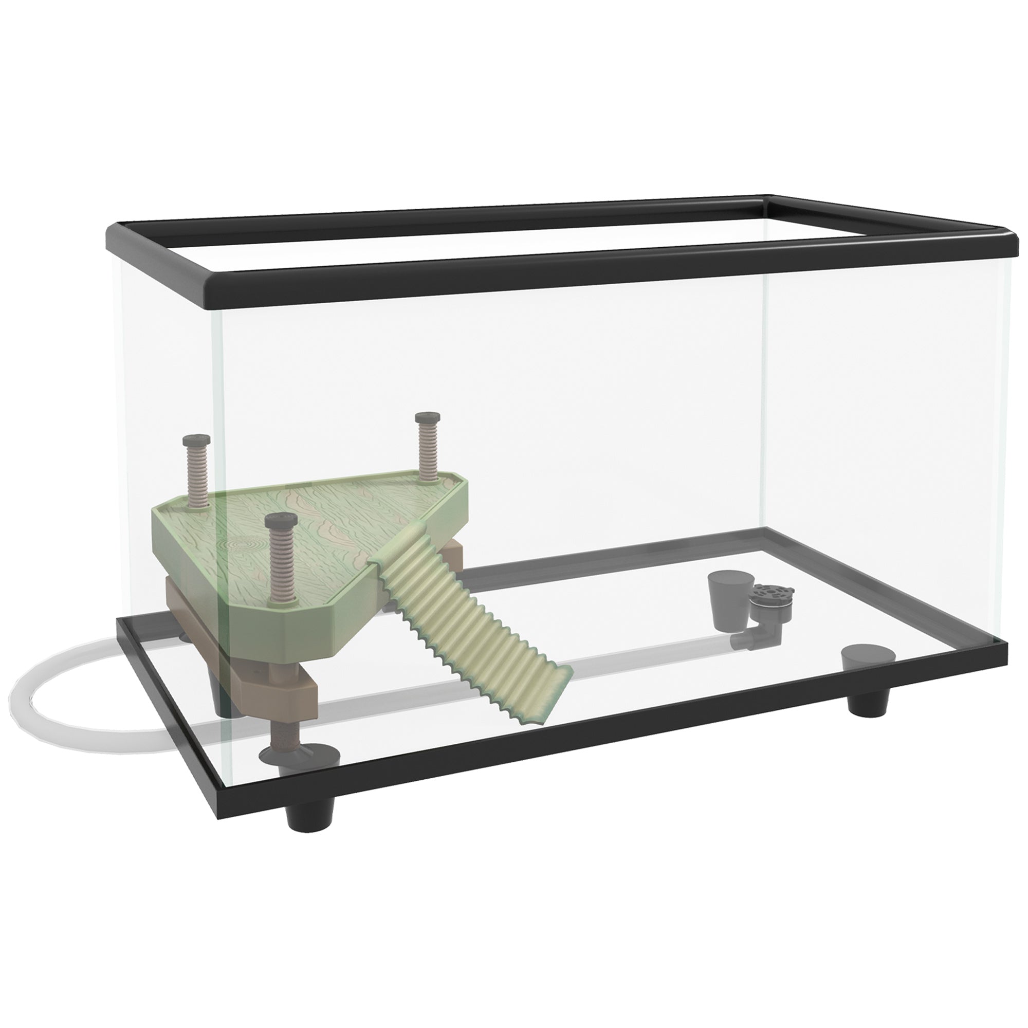 28L Glass Turtle Tank Aquarium with Basking Platform, Easy Drainage, Strip Patch Thermometer