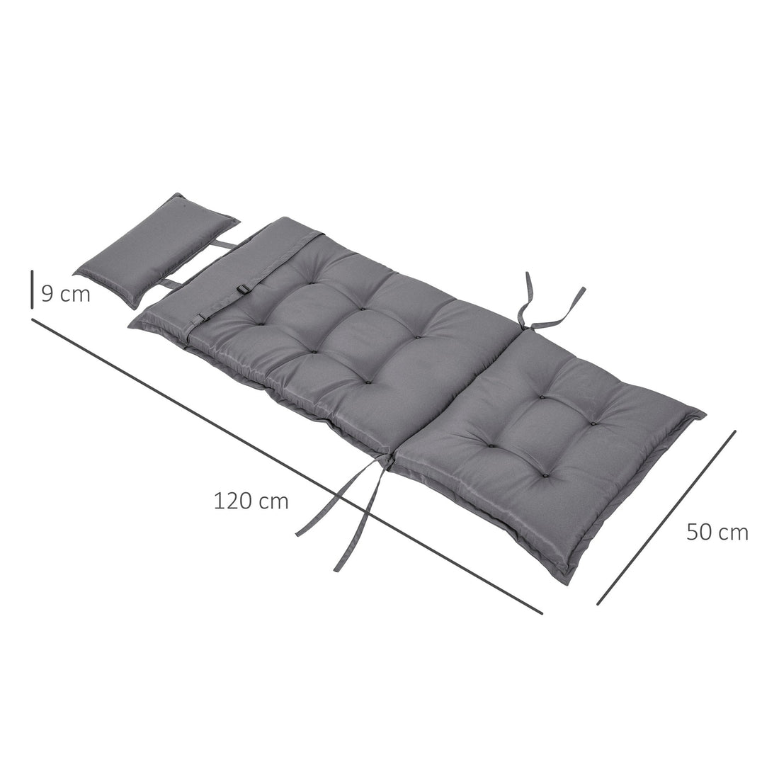 Set of 2 Outdoor Chair Cushions, High Back Padded Patio Chair with Pillow for Indoor and Outdoor Use, Dark Grey