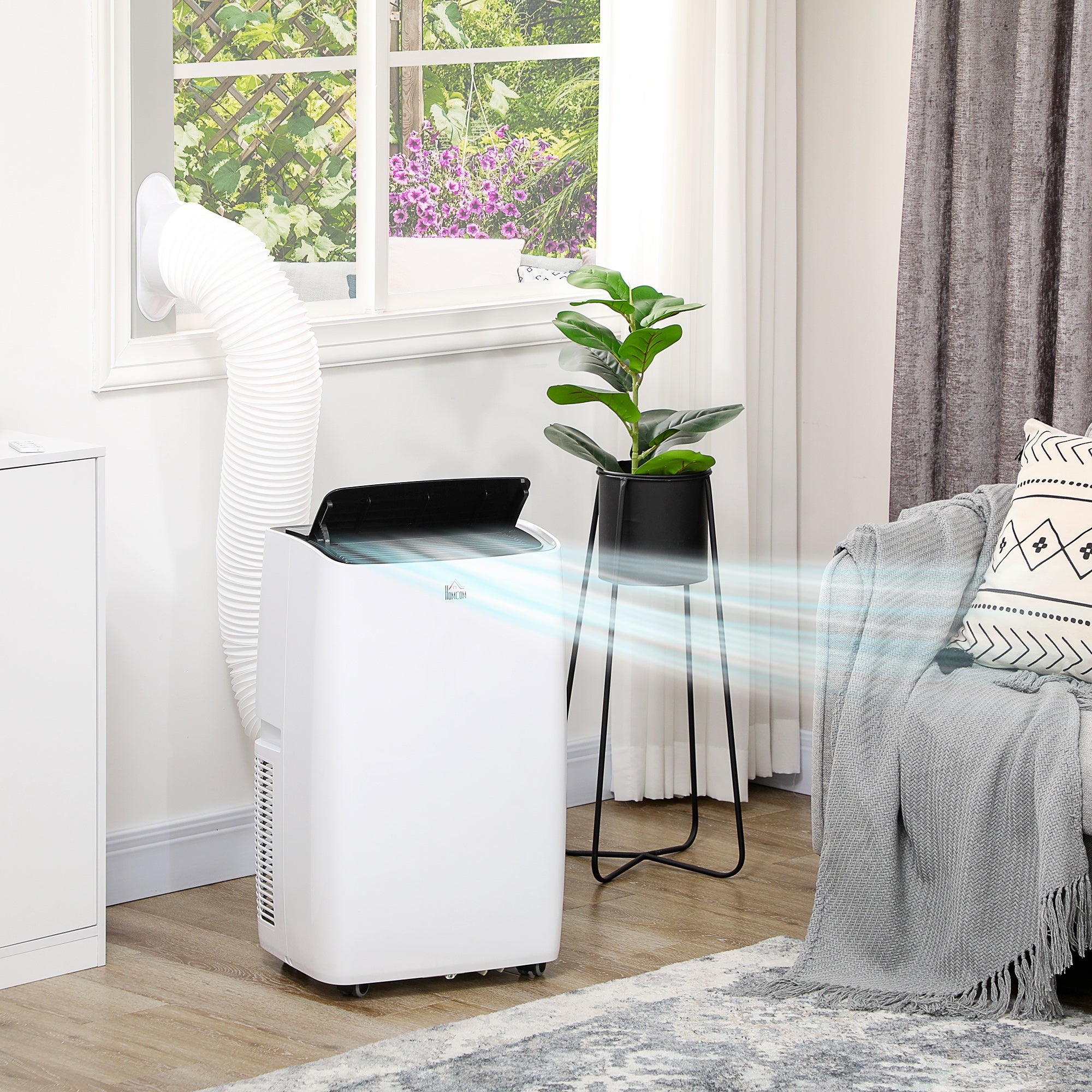 14000 BTU Air Conditioning Unit, 3-in-1 Portable Air Conditioner, Dehumidifier, Fan with 3 Speeds, Sleep Mode, Remote, LED Display, 24H Timer, Window Venting Kit, Children Lock, 430 sq.ft