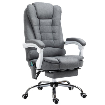 Heated 6 Points Vibration Massage Executive Office Chair Adjustable Swivel Ergonomic High Back Desk Chair Recliner with Footrest Grey